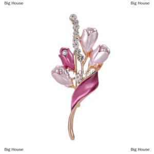 [COD] Big House Fashion Elegant Flower Tulip Brooches For Women Clothing Coat Jewelry Accessries Gift