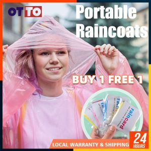 [BUY1FREE1] Disposable Raincoat Adult Travel Outdoor Indoor Plastic Thin Raincoat Baju Hujan Plastik Nipis 男女轻便雨衣 一次性薄雨衣