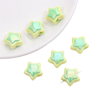 4-10pcs 18mm Acrylic Plated Colorblock Double Sided Pentagram Beads For DIY Jewelry Making Accessories