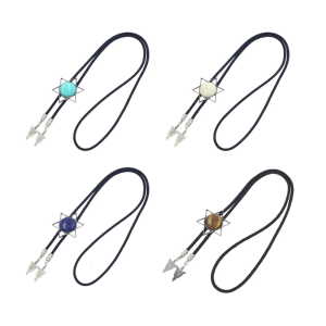 Thanh lịch Bolo Tie với mặt dây chuyền đá khắc Cà Vạt Tây Vòng cổ mát Bolo Tie cao bồi miền Tây trang phục