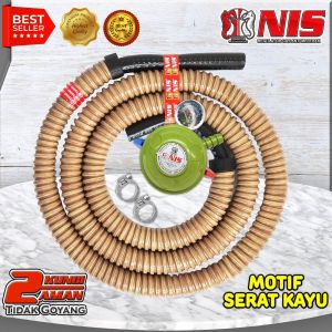 PAKET SELANG REGULATOR GAS NIS DOUBLE LOCK (MOTIF KAYU)