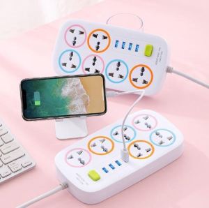 6 PowerSocket Power Strips Socket Plug Universal Socket with 4USB Ports Extension Safety Switch KMV Trading