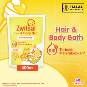 ZWITSAL Hair & Body Bath Baby Kemasan Refill 400mL | Melembapkan | Ekstra Lembut