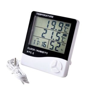 Indoor LCD Digital Temperature Humidity Meter Digital Hygrometer Temperature Alarm Clock HTC-1