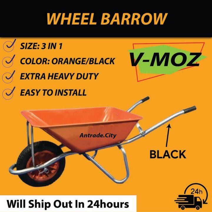 3 IN 1 WHEEL BARROW ORANGE BLACK EXTRA HEAVY DUTY Kereta Sorong