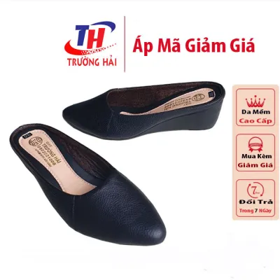 Sục nữ đế xuồng 5cm mũi nhọn da bò Trường Hải 2 màu hồng đen SB2001