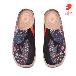 UIN Malaga Womens Flat Shoes Canvas Loafers Breathable Slip-on Art Painted Travel Shoes
