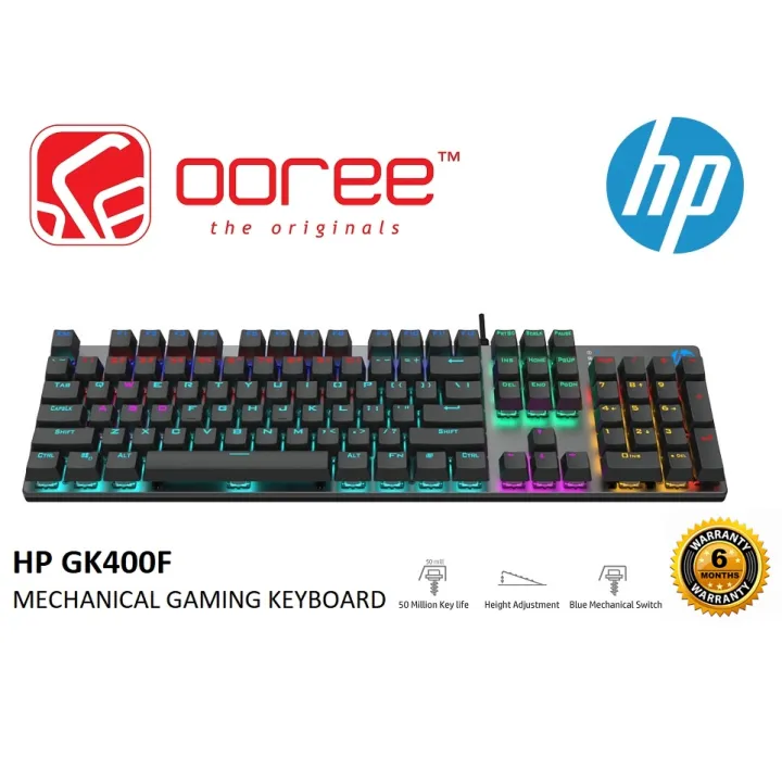 HP GK400F WIRED MECHANICAL GAMING RGB KEYBOARD WITH BLUE SWITCH , ANTI RUST & SCRATCH AND METAL FRAME