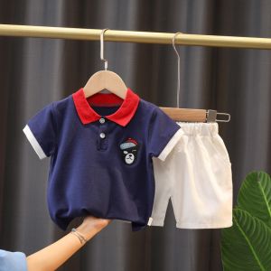 New 0~6 year old baby suit solid color bear pattern top with fashion shorts 2-piece set