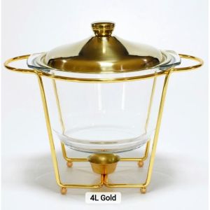 KT WARE 4L HBG Glass Buffet Dinner Food Warmer Heatable Container Freshness Preservation Dish Chafing Oval Pot