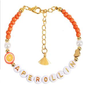 Festive Letter Bead Bracelet With Customizable Summer Mottos Adjustable Wristband Gift