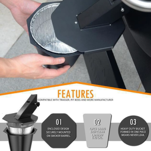 Large Capacity Drip Bucket With Grease Trap Funnel And Disposable Foil Liners Grease Catcher For BBQ and Picnics