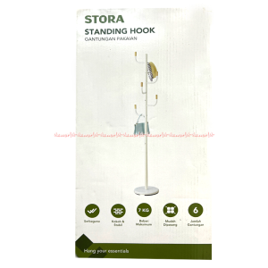 Stora Standing Hook White Gantungan Baju Tas Warna Putih Memiliki 6 Buah Gantungan