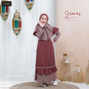 Gamis Anak Perempuan Terbaru Murah Premium Merk Samara J08 Selaras Family Pink Chalk