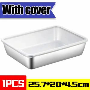 Dizoey Stainless Steel Crisper Fresh-keep Food Container Rectangle Picnic Bento Tray Refrigerator Freezer Storage Box Restaurant Plate
