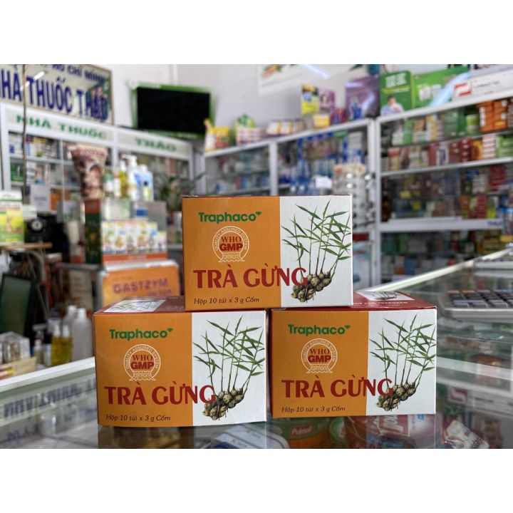 Trà Gừng Traphaco (Hộp 10 túi x 3g cốm)đau bụng do lạnh, đầy trướng, không tiêu (10 túi x 3g)
