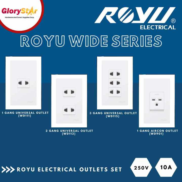 ROYU WIDE SERIES OUTLETS (SET) | 1 Gang/2 Gang/3 Gang/Aircon Outlet ...