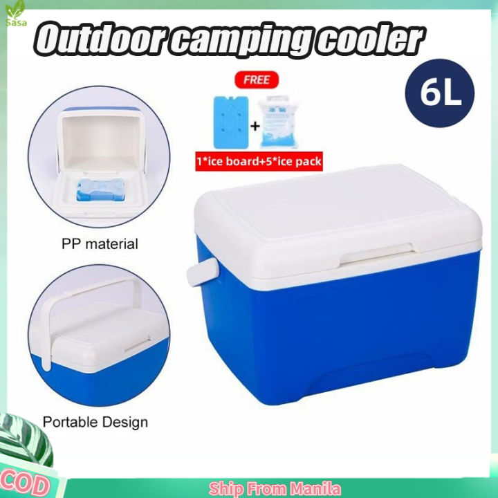【Ready Stock】Outdoor Ice Box Cooler Chest Insulated 6L with Free Ice