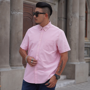【Plus Size】90-160KG Men Oversized Plain Short Sleeve Button Down Collar Tops Man Big Size Casual Loose Business Cotton Shirt