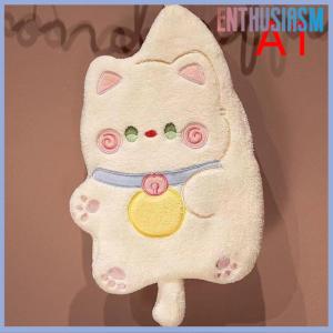 【Enthusiasm】🌟🌟【Hot Sale】🎈 Cute Cat Hand Towels Quick Drying Kitchen Cleaning Rag Coral Velvet Cartoon Animal Absorbent Hanging Bathroom Towel Supplies