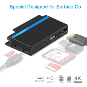 Microsoft Surface Go/Go 2/Go 3 6-In-1 Dock Adapter Hub (4K HDMI USB 3.0 Micro USB Charge Card Reader)