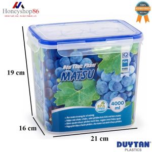 Hộp Nhựa Chữ Nhật Đựng Thực phẩm  4000ml (21 x 16 x 19 cm) No.441 Matsu Của Duy Tân HONEYSHOP86.