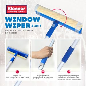Kleaner Alat Pembersih Kaca 2 in 1 Extra / Wiper Jendela Teleskopik KB2203
