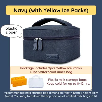 V-Coool Insulated Cooler Bag For Breastmilk Optional Add On Ice Pack Lunch Bag Waterproof Breast Milk Breastfeeding Portable Breast Milk Keep Fresh Cold For Working Traveling Outing by 8miles 3359