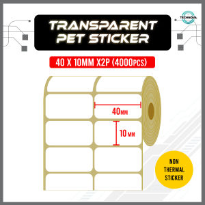 Transparent Label Sticker 80x10mm | 40x10mm | Sticker Nama | Ribbon MUST USE RESIN | Thermal
