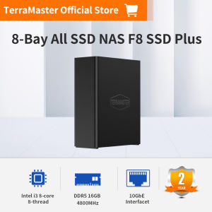 TerraMaster F8 SSD Plus NAS - 8Bay All SSD NAS Storage Core i3 8-Core 8-Thread CPU 16GB DDR5 RAM 10GbE Port Palm-Sized Network Attached Storage Peak Performance for Business US Plug （Diskless)