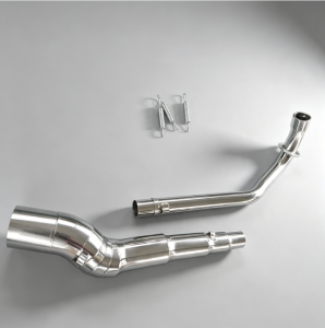 Sc project round with DB reducer on Honda Xrm 110 stainless elbow