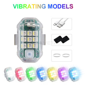 Seamital đèn Led nhấp nháy xe máy Đèn nhấp nháy sạc USB rung cảm biến điều khiển từ xa không dây đèn sau