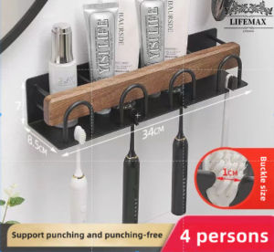 [SG Seller] Perforation-free solid wood bathroom towel rack storage rack Wall hanging room bath towel rack storage rack