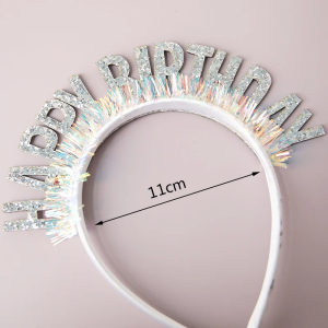 Glitter HAPPY BIRTHDAY Sequin Headband Birthday Decoration Birthday Party Decorations Kids Adult Girl Pink Silver Blue Headbands