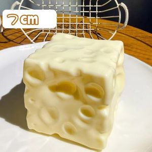 INVADER Non-Bounce Cheese Pinch Toy Anti-Stress Squishy Texture ASMR Sensory Stress Toy Kneading Joy Shapeable Jumbo Cheese Cube Stress Ball Birthday Gift
