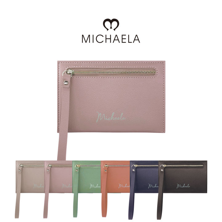 MICHAELA Zip ID Wallet for Ladies Women Minimalist Leather Zipper