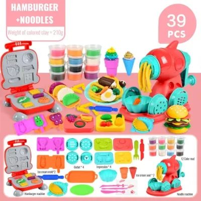 BAYOEMS Slime Machine Toys 3D Color Clay Noodle Maker Dough Set Ice Cream Plasticine Toys