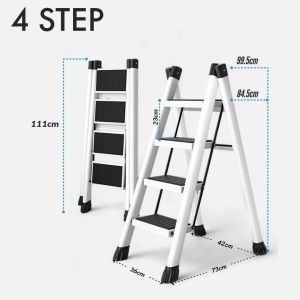 Tangga Lipat 4 Steps Foldable Portable Ladder Stool Steel Ladder Widen Pedal Anti Slip Strong Light Weight