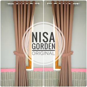 Gorden  Custom 9 Gelombang Blackout Polos Premium Import Model Smokring FREE TALI DAN HOOK Tirai Jendela Pintu Kamar Minimalis Panjang dan Pendek Korden Hordeng Horden Gordyn Curtain Terlaris Tirai Gulung Dekorasi Rumah Mewah Abu Tua Coklat Muda Krem