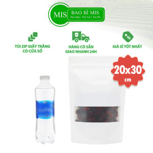 100 Túi zip trắng cửa sổ MIS Túi zipper giấy kraft trắng loại 1 đựng thực phẩm nhiều kích thước