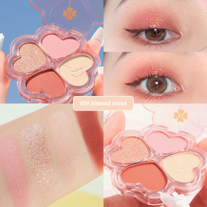 GL.Lucky Clover Eye Shadow 4 Colors Pallete for Beginners Matte Glitter Natural Nude Long-lasting Makeup