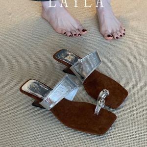 [Free Shipping] Stylish Square-Toe Outdoor Sandals With A High-End Feel 2026 New Collection Niche WomenS Summer Wedge Heel Slip-On Sandals