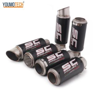 51-60mm / 63mm กระเป๋าเงิน ฟ้าเป๋า สีเทียม สกรีน กระเป๋าเงิน ไอเสียรถจักรยานยนต์ SC กล้าไร้สนิม คาร์บอนไฟเบอร์ 2.35 นิ้ว 2.5 นิ้ว