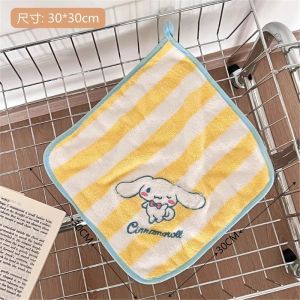 Sanrio Kuromi Towel Cute Cartoon Cinnamoroll My Melody Soft Coral Velvet Absorbent Towel Kawaii Striped Handkerchief Gift