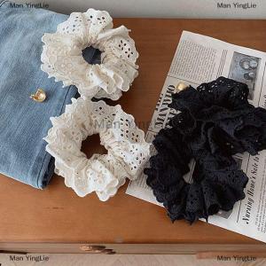 [COD] Man YingLie 1PC Oversized Cotton Lace French Hair Bands Hair Scrunchie For Women Elastic Ponytail Double Layer Womens Hair Accessories