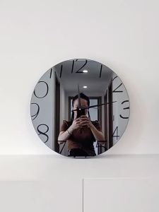 FFBH Glass Nordic Circular Wall Clocks Fashional Silvery Mirror Big-number Living Room Wall Clocks Luxury Modern Simple Home Decor N7Y3P