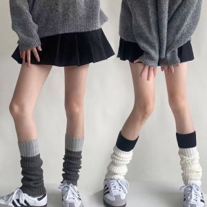 Gothic Nhật Bản JK spliced Làm ấm chân Y2K Lolita cô gái Chồng Chất lên tất dài chân nóng lên Bìa dệt kim còng mắt cá chân ấm hơn