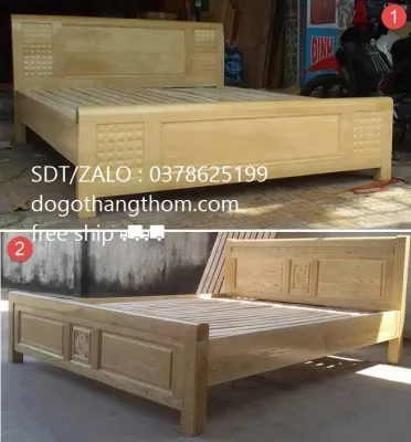 giường ngủ gỗ sồi nga giường phòng ngủ 1m61m8x2m nhận hàng thanh toán
