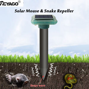 RCYAGO Solar Mole Repeller Solar Powered Ultrasonic Rat Mouse Buzz Snake Repellent Waterproof Animal Repellers for Garden Tools Yards