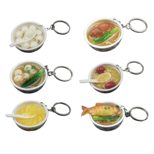 6Pcs Creative Delicious Keyring Kitchen Dollhouse Accessories Set Small Toy Keychain Simulation Keychain